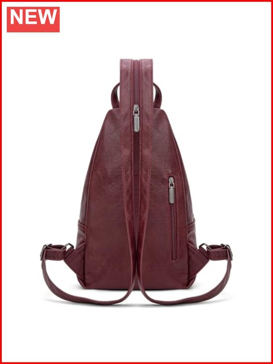 Faux Leather Convertible Sling Backpack Purse - Adjustable Crossbody Bag